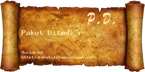 Pakot Ditmár névjegykártya